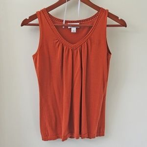 [LOFT]- Orange Tank Top with Crocheted Neckline